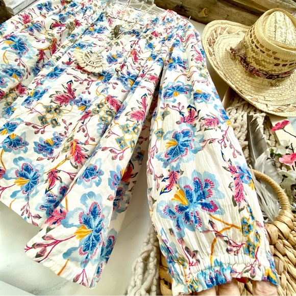 Sweet prairie floral boho blouse w cottage core/folk/peasant vibe - Picture 3 of 12